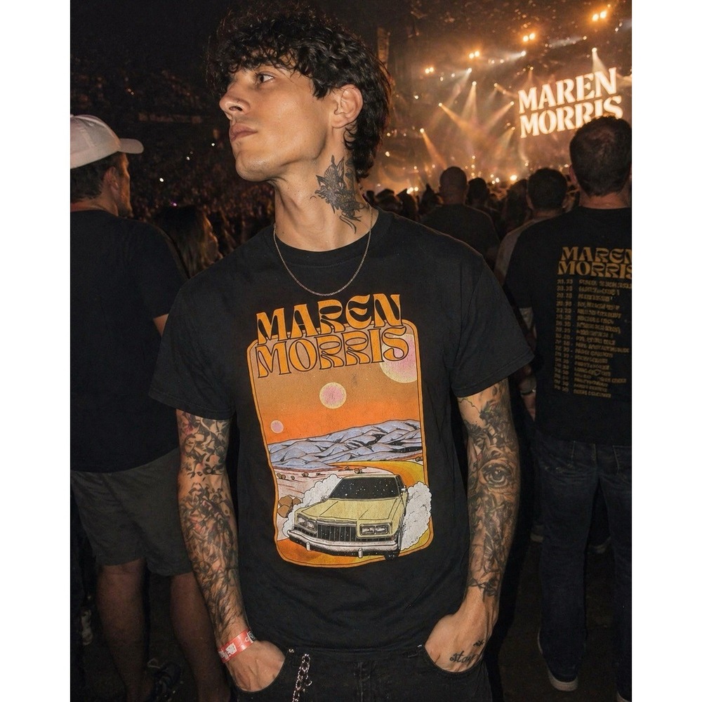Maren Morris Official Tour Tee 2022 Black Graphic Shirt Medium Cropped Boxy Fit